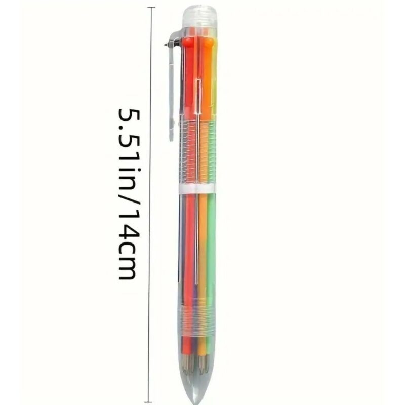 Bolígrafo trasparente de seis colores