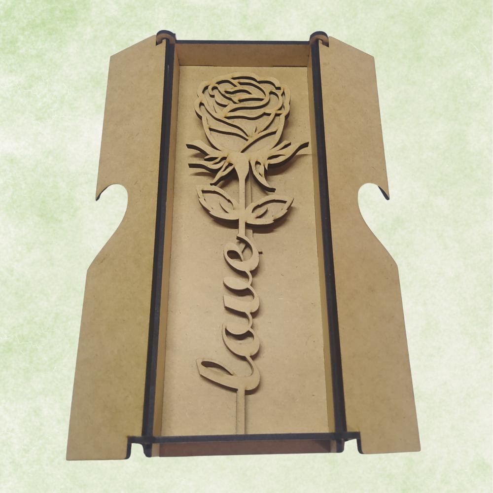 REGALOS ECOLÓGICOS | AMOR ENCANTADO ROSA DE MADERA CON CAJA