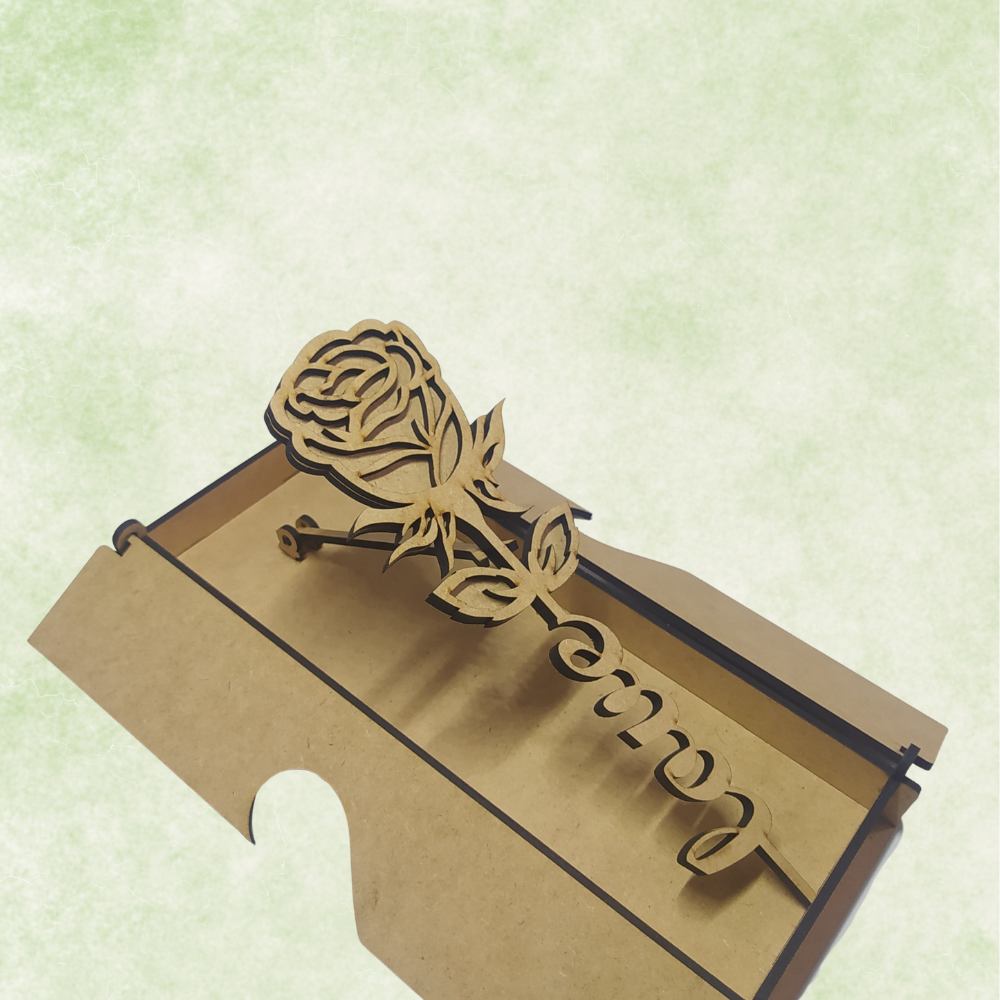 REGALOS ECOLÓGICOS | AMOR ENCANTADO ROSA DE MADERA CON CAJA - Imagen 3